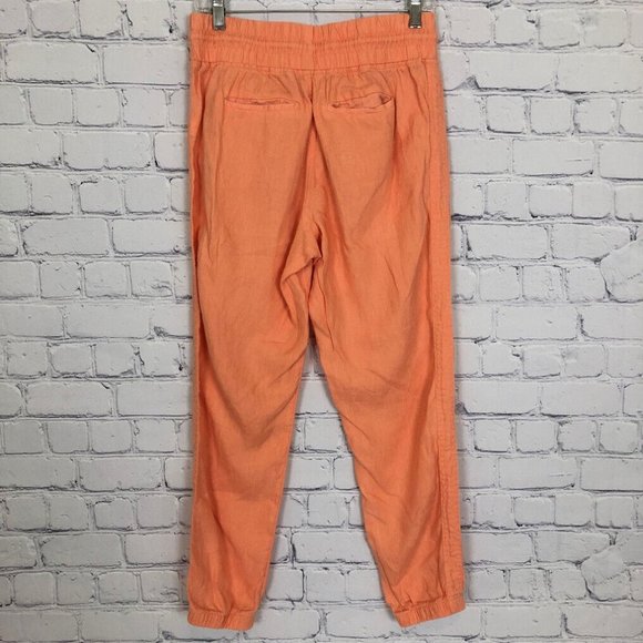 Athleta Cabo 100% Linen Jogger Pants Size 6 Orange - Picture 3 of 7